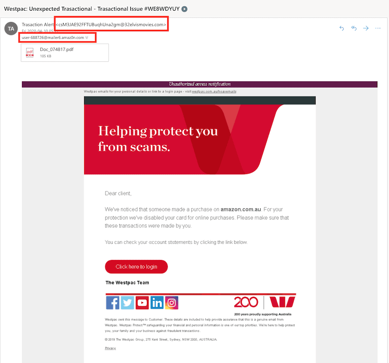 Westpac email scam 2020