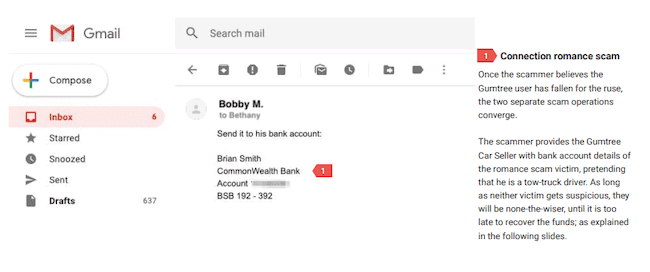 scammer gives bank details