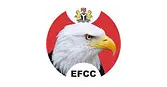 EFCC logo featuring a bald eagle's head in front of a red and white circle, with the Nigerian coat of arms on top and the letters "EFCC" below.