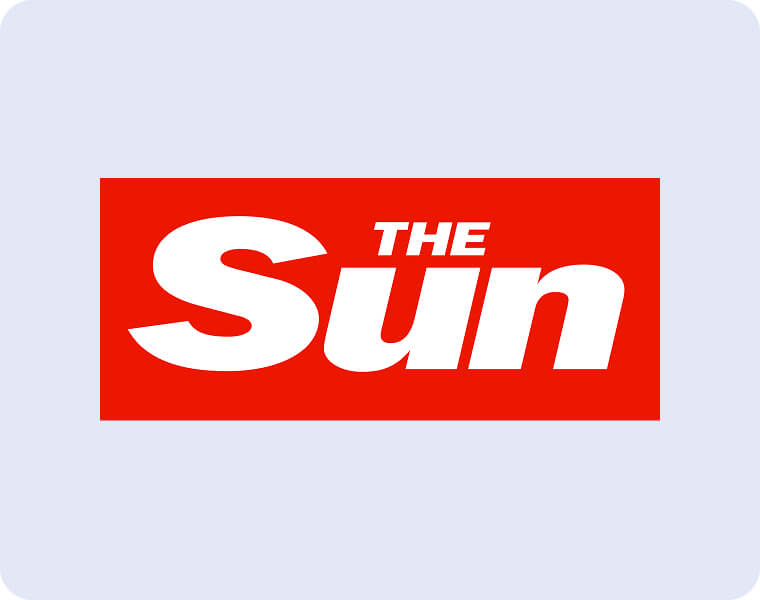 The logo of "The Sun" newspaper featuring bold white text on a red rectangular background, with a light grey border and rounded corners.